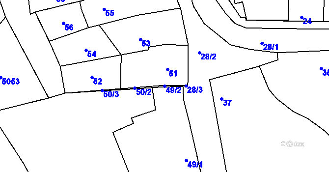 Parcela st. 49/2 v KÚ Lovčičky, Katastrální mapa