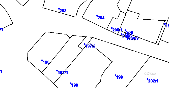 Parcela st. 197/2 v KÚ Lovčičky, Katastrální mapa