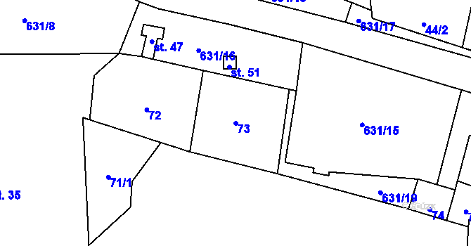 Parcela st. 73 v KÚ Levínské Petrovice, Katastrální mapa