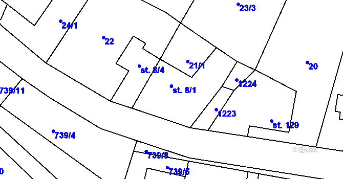Parcela st. 8/1 v KÚ Lovečkovice, Katastrální mapa