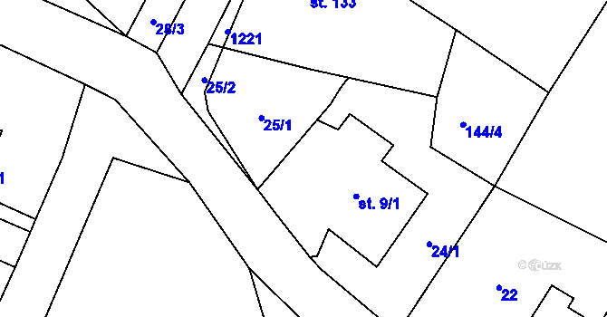 Parcela st. 9/2 v KÚ Lovečkovice, Katastrální mapa