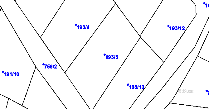 Parcela st. 193/5 v KÚ Lovečkovice, Katastrální mapa