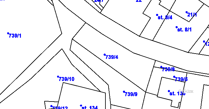 Parcela st. 739/4 v KÚ Lovečkovice, Katastrální mapa