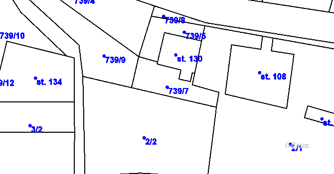 Parcela st. 739/7 v KÚ Lovečkovice, Katastrální mapa