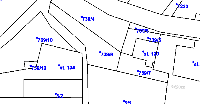 Parcela st. 739/9 v KÚ Lovečkovice, Katastrální mapa