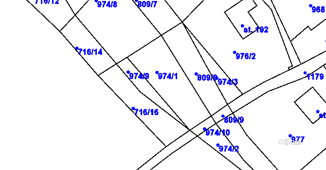 Parcela st. 974/1 v KÚ Lovečkovice, Katastrální mapa