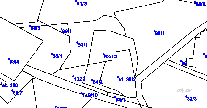 Parcela st. 98/13 v KÚ Lovečkovice, Katastrální mapa