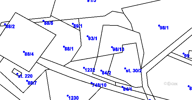 Parcela st. 98/14 v KÚ Lovečkovice, Katastrální mapa