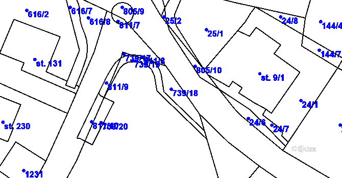 Parcela st. 739/18 v KÚ Lovečkovice, Katastrální mapa