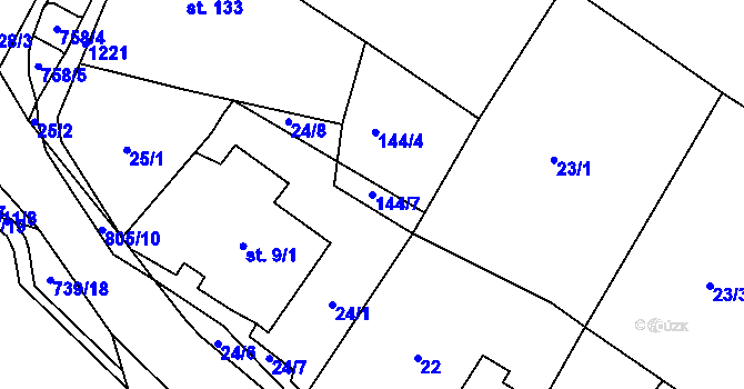 Parcela st. 144/7 v KÚ Lovečkovice, Katastrální mapa