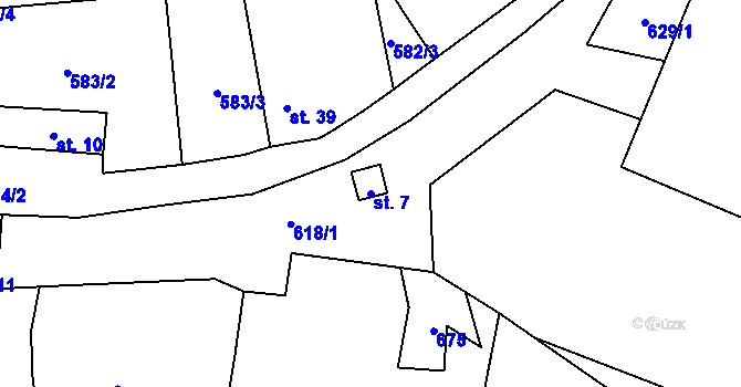 Parcela st. 7 v KÚ Lovětín, Katastrální mapa