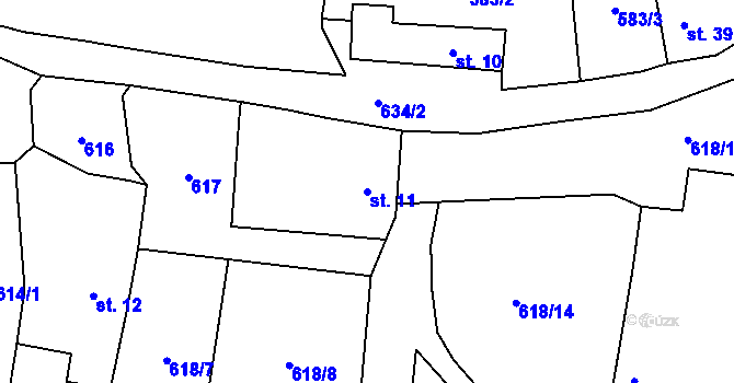 Parcela st. 11 v KÚ Lovětín, Katastrální mapa