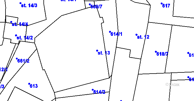 Parcela st. 13 v KÚ Lovětín, Katastrální mapa