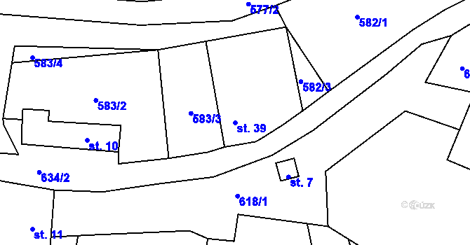 Parcela st. 39 v KÚ Lovětín, Katastrální mapa