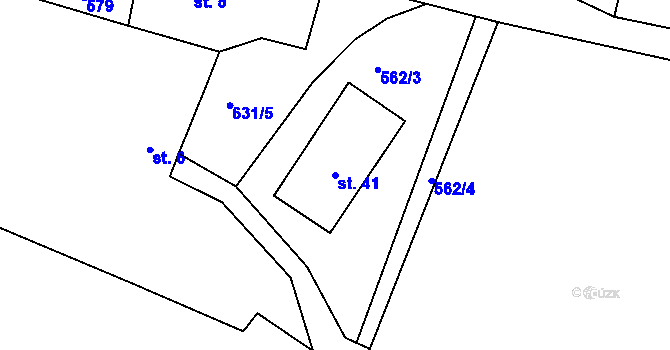 Parcela st. 41 v KÚ Lovětín, Katastrální mapa