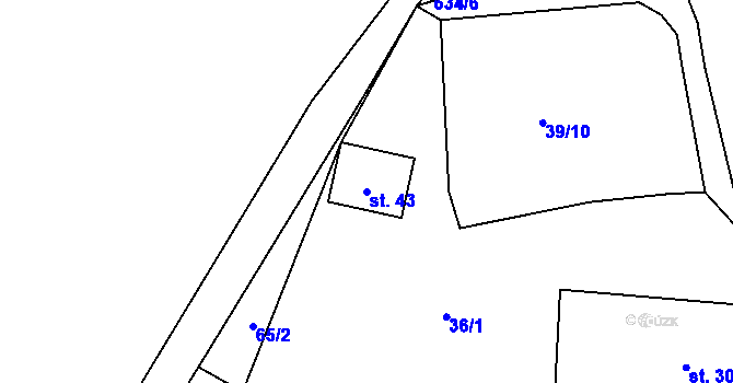 Parcela st. 43 v KÚ Lovětín, Katastrální mapa