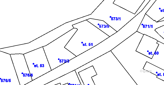 Parcela st. 51 v KÚ Lovětín, Katastrální mapa