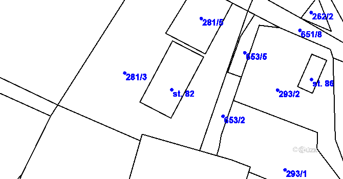 Parcela st. 82 v KÚ Lovětín, Katastrální mapa