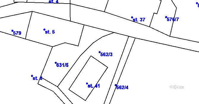 Parcela st. 562/3 v KÚ Lovětín, Katastrální mapa