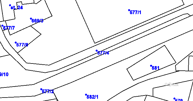 Parcela st. 577/4 v KÚ Lovětín, Katastrální mapa