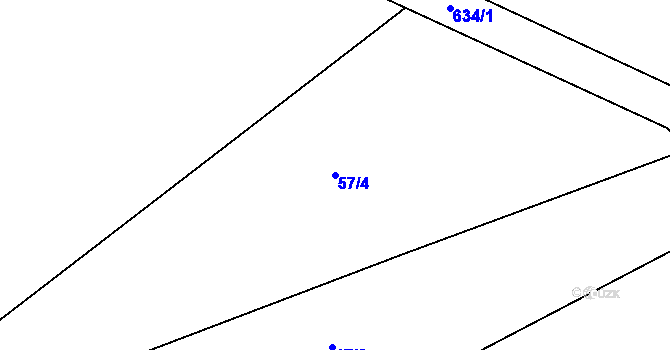 Parcela st. 57/4 v KÚ Lovětín, Katastrální mapa