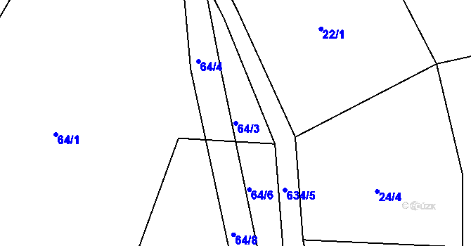 Parcela st. 64/3 v KÚ Lovětín, Katastrální mapa