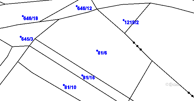 Parcela st. 81/6 v KÚ Lovětín, Katastrální mapa