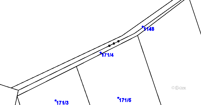 Parcela st. 171/4 v KÚ Lovětín, Katastrální mapa