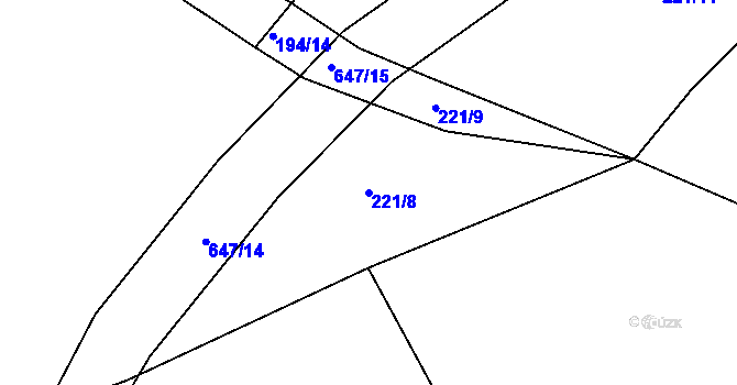 Parcela st. 221/8 v KÚ Lovětín, Katastrální mapa