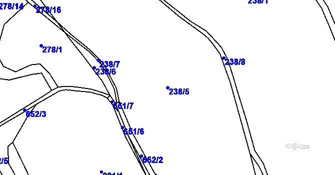 Parcela st. 238/5 v KÚ Lovětín, Katastrální mapa