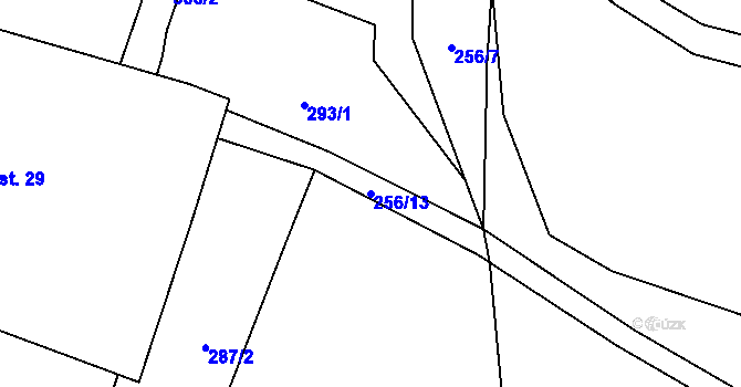 Parcela st. 256/13 v KÚ Lovětín, Katastrální mapa