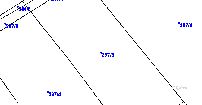 Parcela st. 297/5 v KÚ Lovětín, Katastrální mapa
