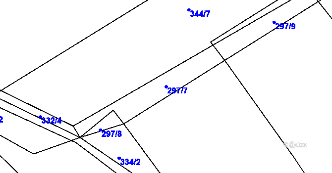Parcela st. 297/7 v KÚ Lovětín, Katastrální mapa