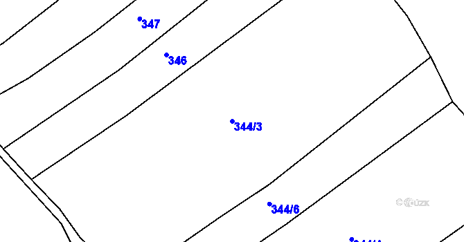 Parcela st. 344/3 v KÚ Lovětín, Katastrální mapa