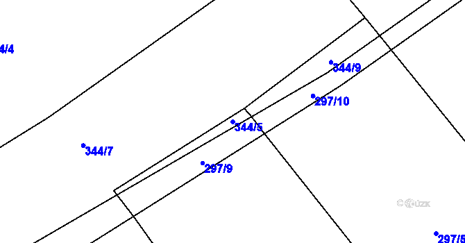 Parcela st. 344/5 v KÚ Lovětín, Katastrální mapa