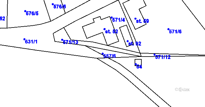 Parcela st. 557/6 v KÚ Lovětín, Katastrální mapa