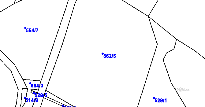 Parcela st. 562/5 v KÚ Lovětín, Katastrální mapa