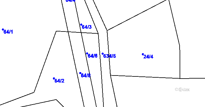 Parcela st. 634/5 v KÚ Lovětín, Katastrální mapa