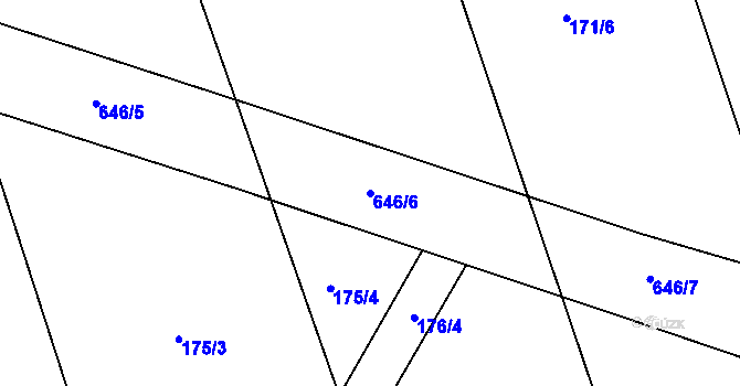 Parcela st. 646/6 v KÚ Lovětín, Katastrální mapa