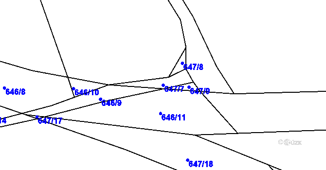 Parcela st. 647/7 v KÚ Lovětín, Katastrální mapa