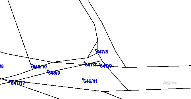 Parcela st. 647/8 v KÚ Lovětín, Katastrální mapa