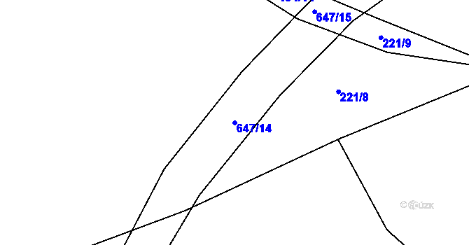 Parcela st. 647/14 v KÚ Lovětín, Katastrální mapa