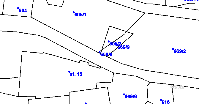 Parcela st. 669/8 v KÚ Lovětín, Katastrální mapa