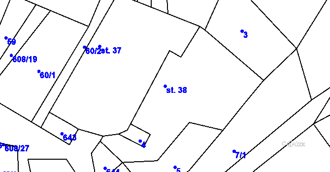 Parcela st. 38 v KÚ Lovětín u Třešti, Katastrální mapa