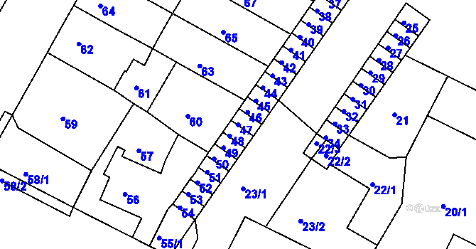 Parcela st. 47 v KÚ Lovosice, Katastrální mapa