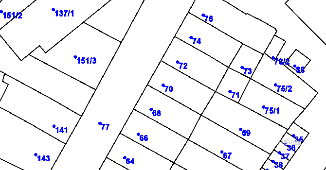 Parcela st. 70 v KÚ Lovosice, Katastrální mapa