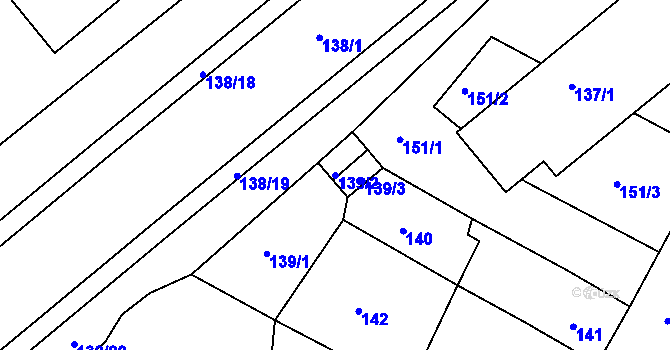 Parcela st. 139/2 v KÚ Lovosice, Katastrální mapa