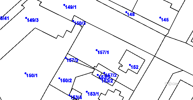 Parcela st. 157/1 v KÚ Lovosice, Katastrální mapa