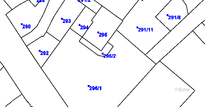 Parcela st. 296/2 v KÚ Lovosice, Katastrální mapa