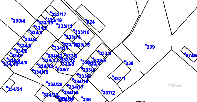 Parcela st. 333/6 v KÚ Lovosice, Katastrální mapa